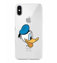 Apple iPhone X Uyumlu Kamera Korumalı Tıpalı Kapak Donald Duck TasarımlıŞeffaf Kılıf