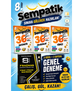 8.Sınıf Sempatik Türkçe-Matematik-Fen Bilimleri 36 Haftalık Kazanım Denemeleri + 3 Fragman Deneme