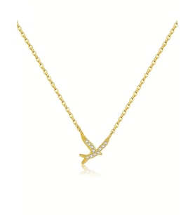 Golden Freedom Kuş Minimal Kadın Gümüş Kolye (Altın)