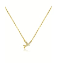 Golden Freedom Kuş Minimal Kadın Gümüş Kolye (Altın)