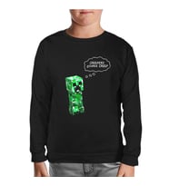 Minecraft - Creepers Gonna Creep Siyah Çocuk Sweatshirt