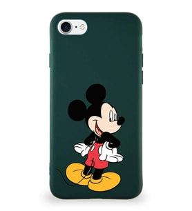 Apple iPhone SE 2022 Soft Premier Kapak Mickey Mouse-D Tasarımlı Silikon Kılıf - Yeşil (Şeffaf)