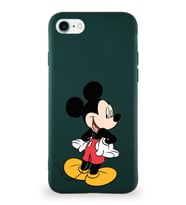 Apple iPhone SE 2022 Soft Premier Kapak Mickey Mouse-D Tasarımlı Silikon Kılıf - Yeşil (Şeffaf)