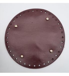 Angel Çanta Aksesuar Bordo Suni Deri 22 cm Yuvarlak Çanta Tabanı Light Gold Metalli