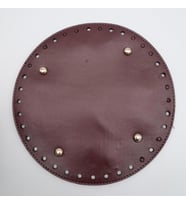 Angel Çanta Aksesuar Bordo Suni Deri 22 cm Yuvarlak Çanta Tabanı Light Gold Metalli