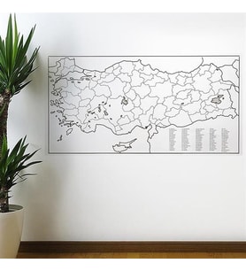 Yazılabilir Türkiye Haritası Manyetik Duvar Stickerı 110 x 56 cm (STD)