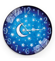 Gece Ay Yıldız Cam Saat - 40 cm