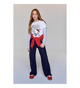 Defacto 90's Wıde Leg Lacivert Kız Çocuk Jean Pantolon G4648A8/NM26