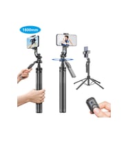 360 Dönebilen Bluetooth Selfie Çubuğu, Ayarlanabilir Tripod, Seyahat İçin