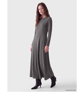 LCW Modest Gri Bisiklet Yaka Belden Oturtmalı Elbise