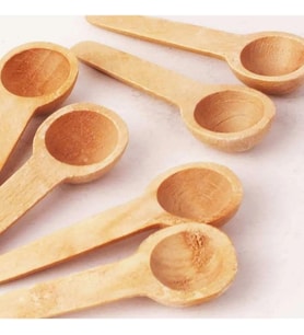 Lexroo 6'lı Ahşap Baharatlık - Ölçek Kaşığı - Ahşap Kaşık 7 Cm AHŞAP