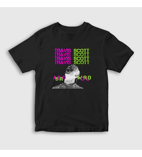 Presmono Unisex Çocuk Siyah Sky Astroworld Travis Scott T-Shirt 43169tt