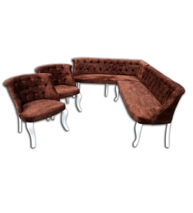 Köşe 12430 Tk Chester Model Kayın Torna Aslan Ayak Kapitone baby face kumaş döşem (Bordo)