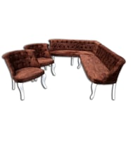 Köşe 12430 Tk Chester Model Kayın Torna Aslan Ayak Kapitone baby face kumaş döşem (Bordo)
