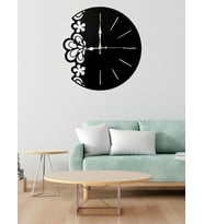ALPHA METAL DESIGN Zarif Desenli Duvar Saati - 41X41 Cm Metal Duvar Saati - Siyah Duvar Saati AMD3040