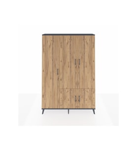 Arges Gardrop 7 Raflı 5 Kapaklı Tek Askılı 132x30x195 Antrasit-Çam