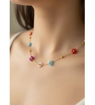 Çelik Gold Renkli Çiçek Kolye 25-clkk166