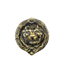 Antika Tarz Dekoratif Pirinç Aslan Kapı Tokmağı, Taktak - 185 mm, Antik