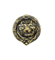 Antika Tarz Dekoratif Pirinç Aslan Kapı Tokmağı, Taktak - 185 mm, Antik