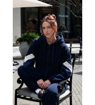 Kadın Fermuarlı Kapüşonlu Cepli Lacivert Polar Sweatshirt