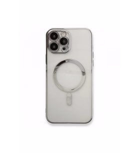 İphone 12 PROMAX ile Uyumlu Lazer Kesim Kenarları Renkli MAGSAFE Özellikli Şeffaf Telefon Kılıfı