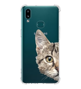 Samsung Galaxy A10s Uyumlu Köşe Korumalı Antişok Kapak Catface Tasarımlı Şeffaf Silikon Kılıf