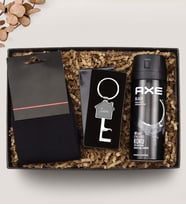 Kişiye Özel Gümüş Renk Açacaklı Ev Anahtarlık & Erkek Deodorant & Çorap Hediye Seti