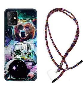 INFINIX Hot 8 9 10 11S Hot 10 Play 10T Kılıf Boyun Asklı Rasta Silikon Astronot Panda 1755