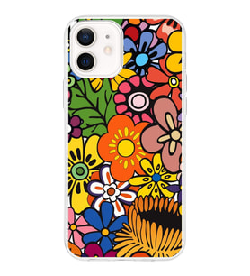 PrintiFy Apple  iPhone 12 ile Uyumlu 1mm Slim Fit Retro Renkler 2 Baskılı Şeffaf  Kılıf
