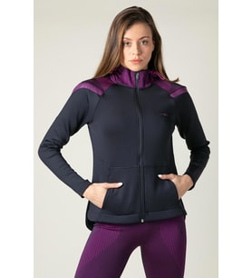 Maraton SlimFit Kadın Kapüşonlu Lacivert Tracktop