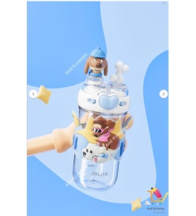 Vagonlife DİLLER ÇİFT KULLANIM PİPETLİ/RAHAT İÇİM BOYUN ASKILI SEVİMLİ KÖPEK 580 ML
