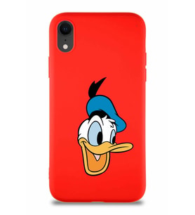 Apple iPhone XR Soft Premier Kapak Donald Duck-A Tasarımlı Silikon Kılıf - Kırmızı (Şeffaf)