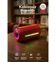Torima Bluetooth Hoparlör Rgb Işıklı USB TF Destekli Booms Box 360 Kırmızı