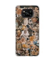 Poco X3 NFC Uyumlu Aesthetic Sanatsal Kolaj Desenli Şeffaf Telefon Kılıfı