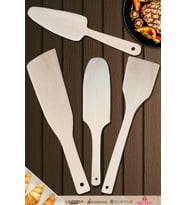 Doğal Diş Budak Ağacı Ahşap Tahta Kaşık Spatula Seti Ağaç Kaşık (4 lü Set) Dşb-103