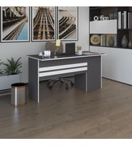 Kenzlife ofis masası kamikaze gri sol 75*110*80 raflı dolap şeritli bilgisayar çalışma masası (Karışık)