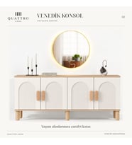 VENEDİK KONSOL KREM- Genişlik 160 cm, yükseklik 80 cm, derinlik 41 cm.% 100 MDF