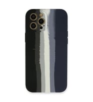 Apple İphone 12 Pro Max Kılıf Ebruli Lansman Silikon - Siyah-lacivert