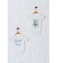 Pia Baby Premium %100 Pamuk İsme Özel Organik Baskılı İkili Set Çıtçıtlı Bebek Body Zıbın Modelleri 5023-17 (Ekru)