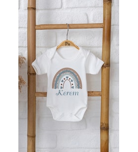 Pia Baby Premium %100 Pamuk İsme Özel Organik Baskılı Çıtçıtlı Bebek Body Zıbın Modelleri 5073-16 (Ekru)