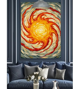 Güneş Spiral Enerji Soyut turuncu sarı Dekoratif Kanvas - Mdf Ahşap Tablo