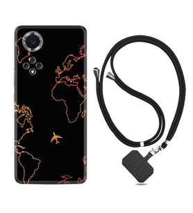 Huawei Nova Y70 Y90 Nova 9 SE  Kılıf Boyun Askılı Silikon Harita ve Uçak 1777