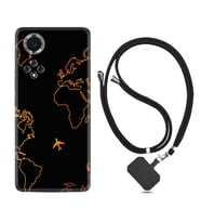 Huawei Nova Y70 Y90 Nova 9 SE  Kılıf Boyun Askılı Silikon Harita ve Uçak 1777