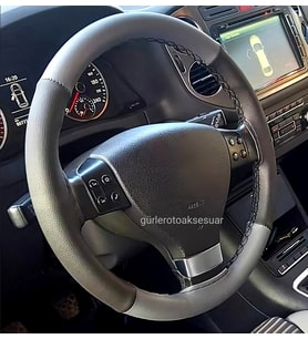 Opel Corsa C Kasa Uyumludur Dikmeli Direksiyon Kılıfı Iki Renkli Gri- Siyah