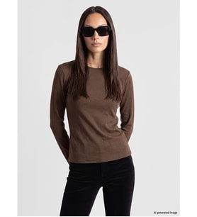 LCW EVERYDAY Kahverengi Bisiklet Yaka Kadın Body