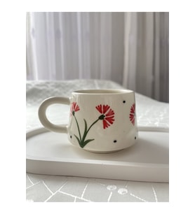 Çiçek Desenli Kupa Bardak Çay Kahve Fincanı