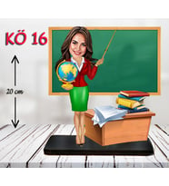 Kişiye Özel Ahşap Biblo - Kadın Öğretmen Karikatür Biblo - Öğretmen Biblo 16