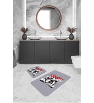 Gri Hayvan Temalı Banyo Halısı Klozet 2'li Paspas Seti BS268