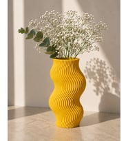 Dalgalı Tasarım Dekoratif Vazo Modern 3D Baskı Çiçek Vazosu Minimalist Ev Dekoru