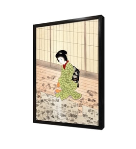 Oturan Japon Kadın Çerçeveli Mdf Tablo